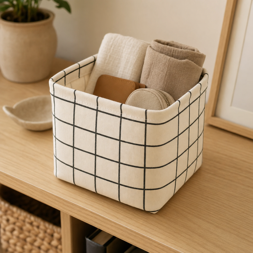 Organizador Canasto Plegable de Tela Blanco